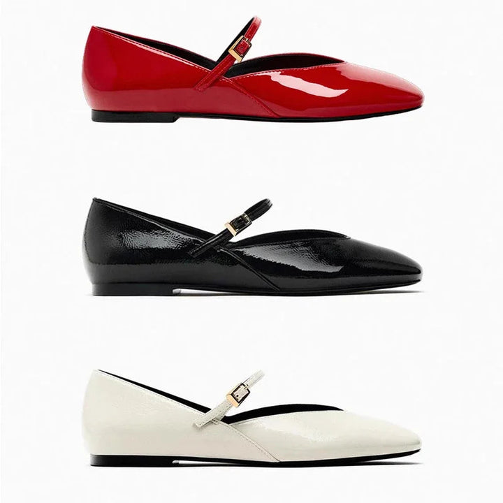 Ballerine donna comode e versatili con finitura lucida. Ideali per casual o ufficio in primavera.
