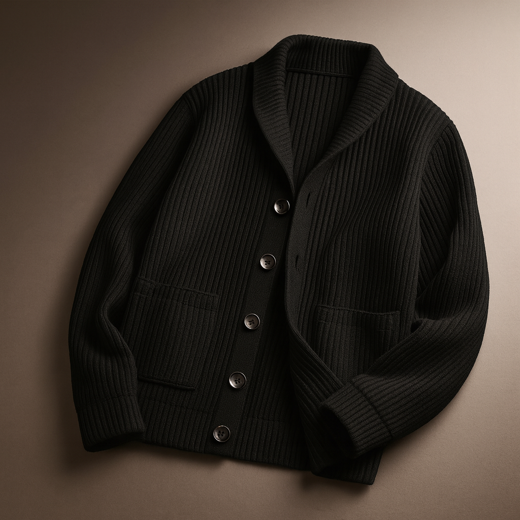 Morbido cardigan uomo con bottoni e tasche, perfetto per un comfort elegante. Moda autunno-inverno.
