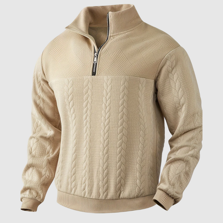Maglione invernale da uomo in stile vintage, con cerniera e collo alto per comfort e calore.