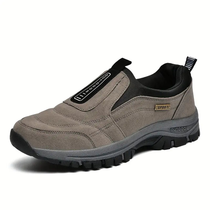 Scarpe ortopediche uomo grigie, comfort terapeutico e supporto avanzato per piedi. Sollievo dolore.