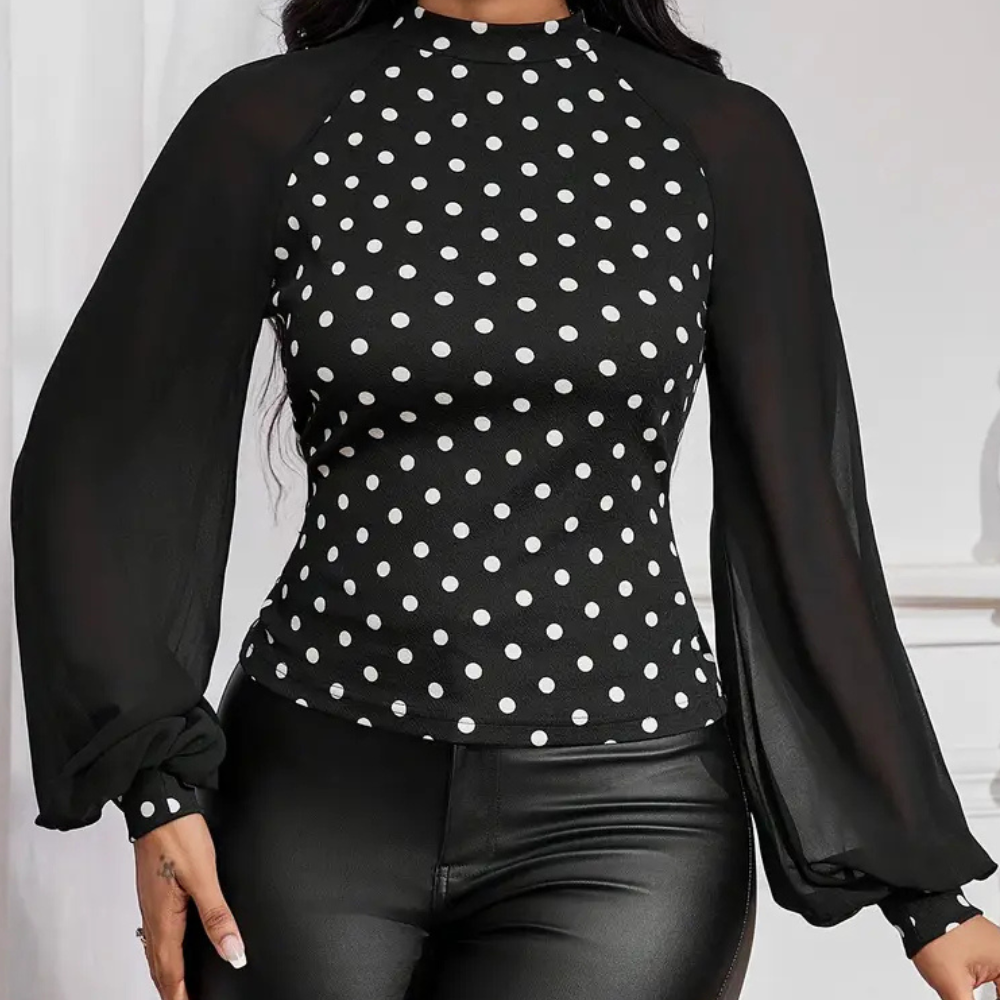 Blusa donna elegante a maniche lunghe, design chic e versatile. Perfetta per ufficio e look casual di moda.