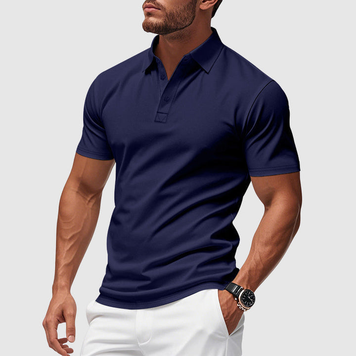 Polo uomo traspirante a maniche corte, vestibilità atletica, comfort e stile casual-elegante.