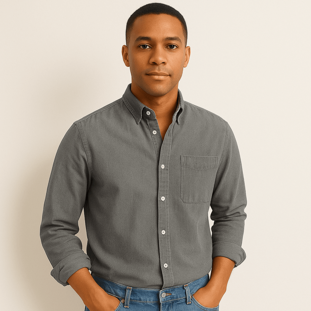 Camicia casual uomo, maniche lunghe, vestibilità regolare, perfetta per il tempo libero.