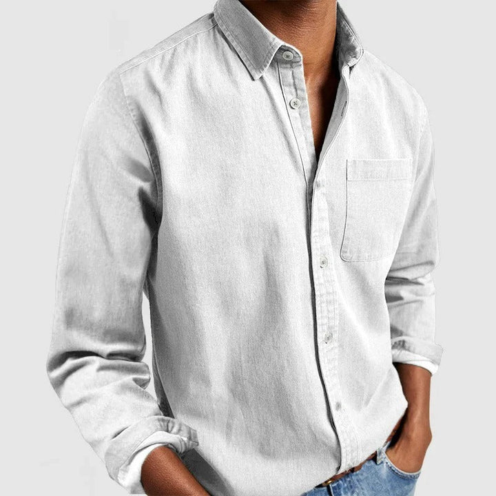 Camicia versatile da uomo, maniche lunghe, vestibilità regolare, per outfit smart-casual.