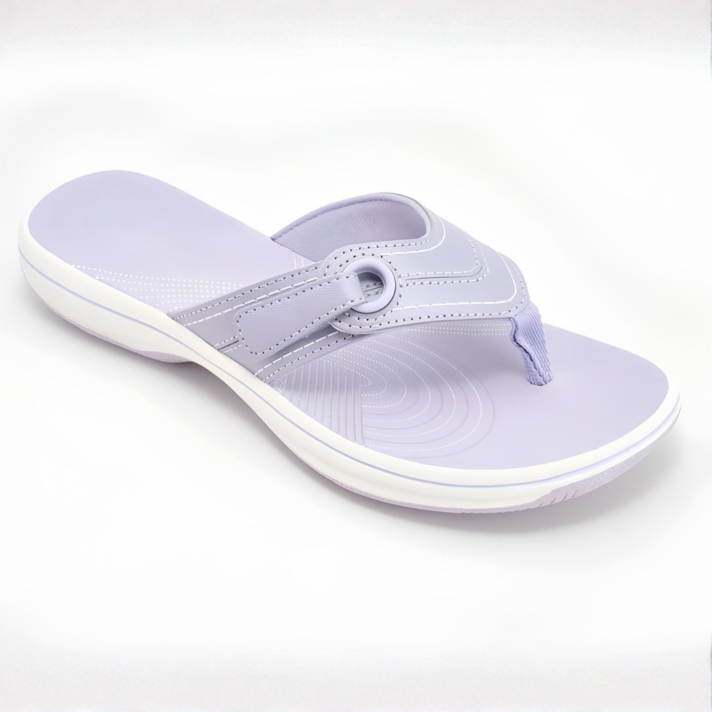 Sandali infradito da donna lilla, perfetti per l'estate e look casual.