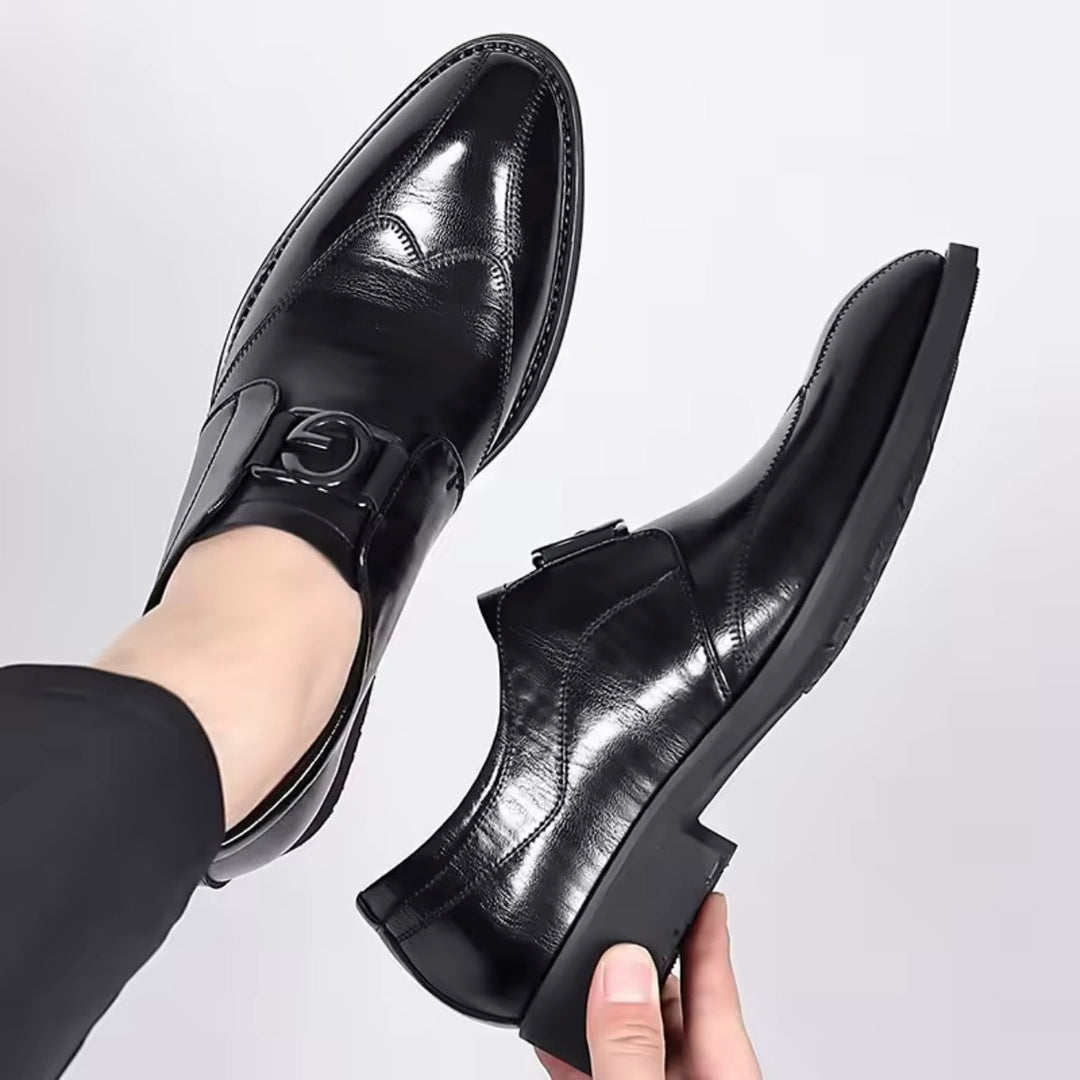 Monk strap nere uomo, scarpe eleganti con fibbia e soletta ammortizzata per comfort tutto il giorno.