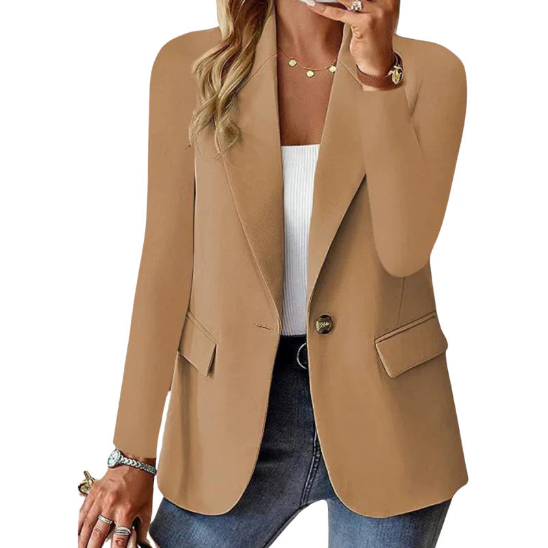 Giacca blazer nera donna, monopetto, vestibilità sagomata. Perfetta per abbigliamento formale ed eventi.