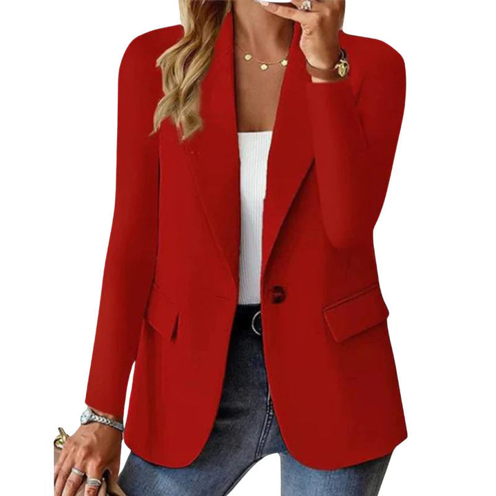 Blazer blu donna monopetto, elegante e sagomato. Ideale per un look professionale o smart casual.