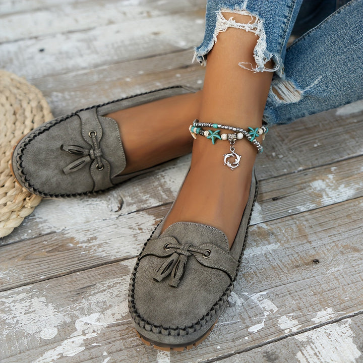 Loafer donna eleganti per ufficio o casual, design slip-on con nappina, massimo comfort.