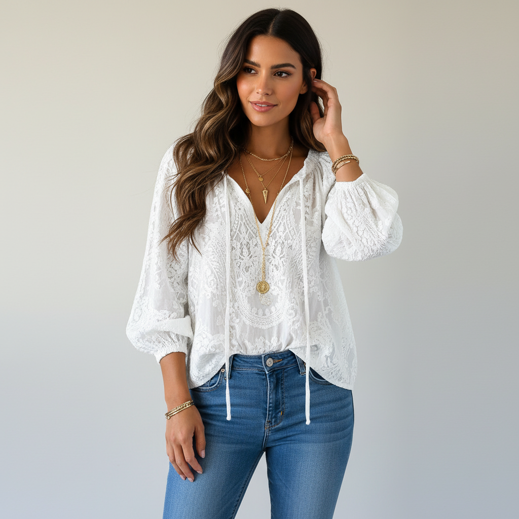 Top estivo donna stile boho, fresco e leggero. Perfetto per la nuova collezione e outfit versatili.