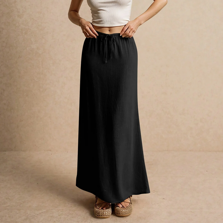 Gonna lunga donna per outfit casual, ma anche per serate eleganti, con vita elasticizzata.