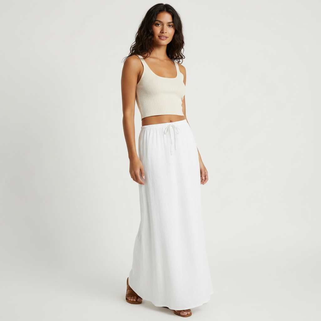 Gonna maxi fluida per donna, design elegante e versatile, adatta a molteplici abbinamenti.