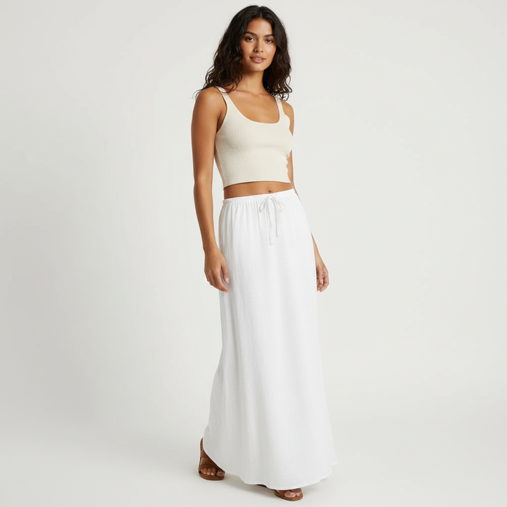 Gonna maxi fluida per donna, design elegante e versatile, adatta a molteplici abbinamenti.