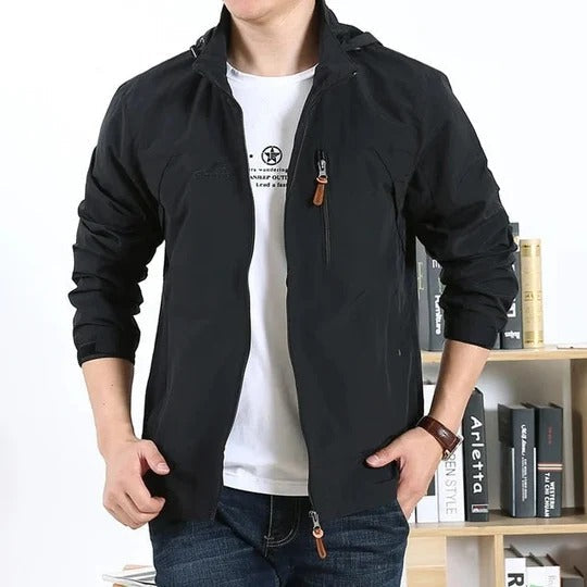 Giacca antivento e impermeabile da uomo con zip, stile militare per avventura outdoor e viaggio.
