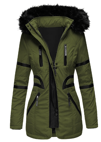Elegante cappotto invernale da donna a lunghezza media, caldo e alla moda per l'autunno inverno.