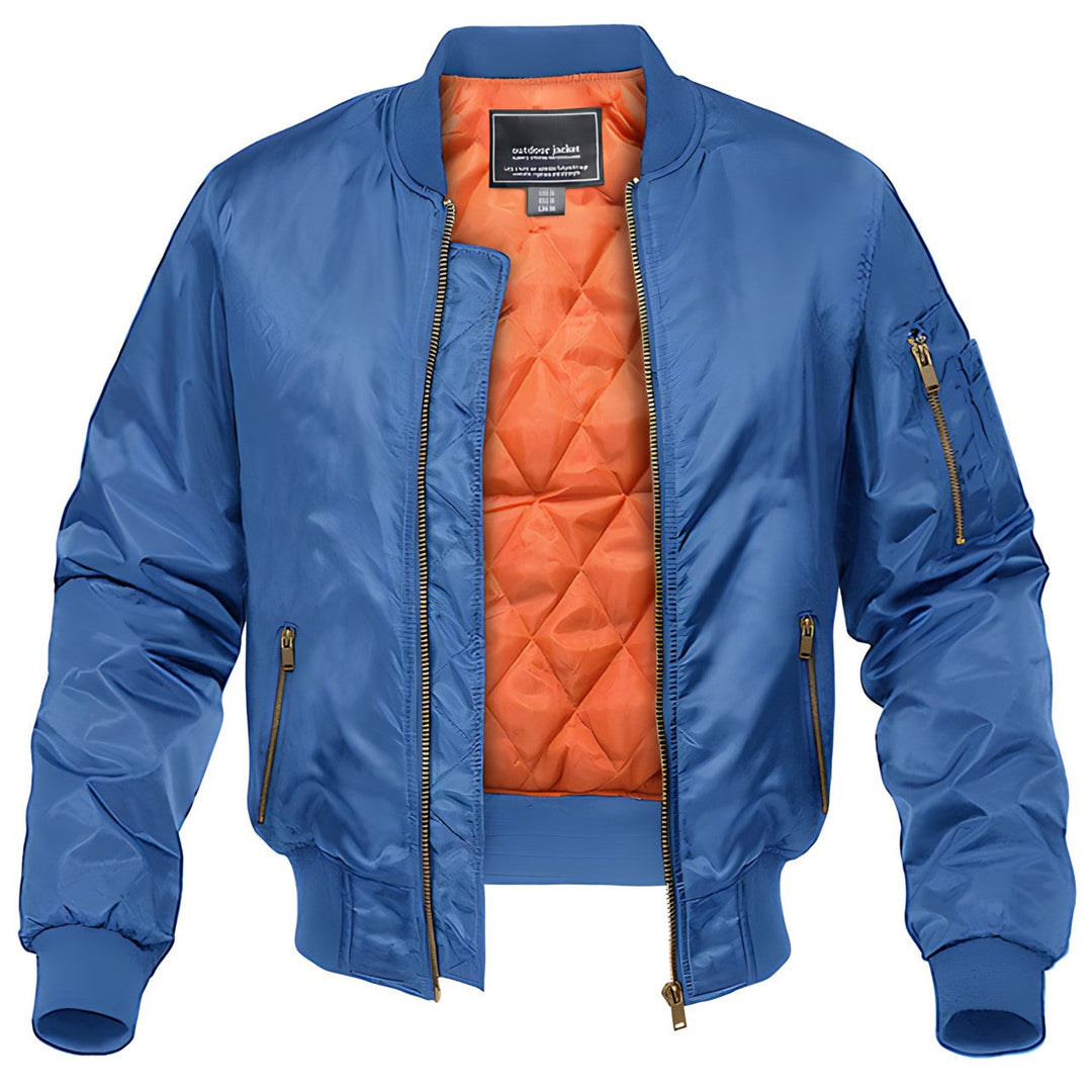 Giacca bomber uomo stile aviatore classico, versatile per un look casual. Perfetta per ogni stagione e outfit maschile.