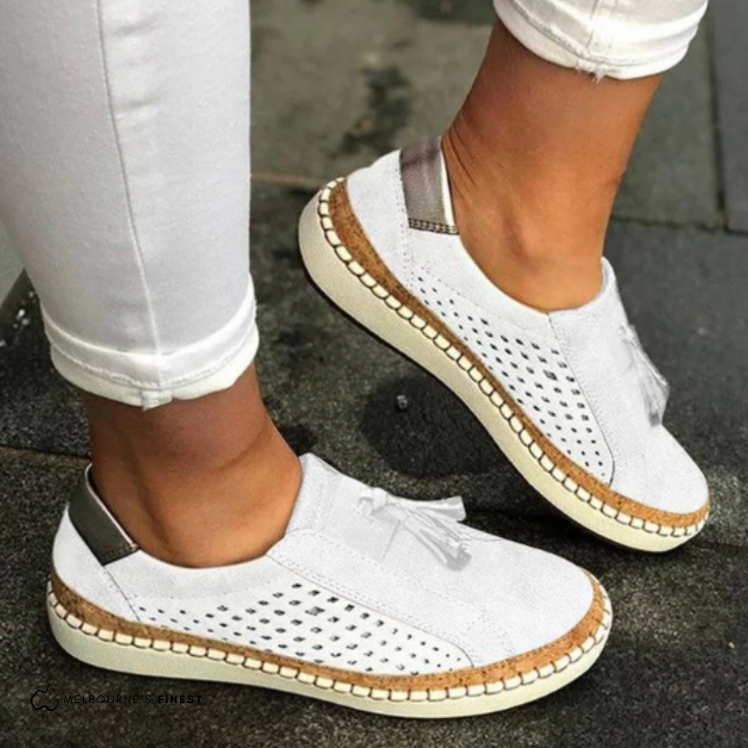 Scarpe da donna ortopediche slip-on con supporto superiore, comode e antiscivolo per comfort tutto il giorno.