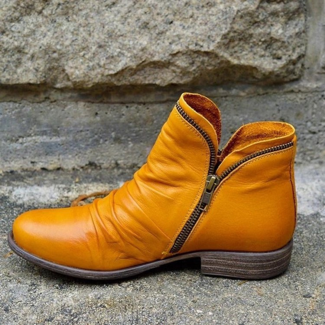 Calzature invernali da donna: stivaletti ortopedici neri con cerniera, massimo comfort e supporto per i piedi.