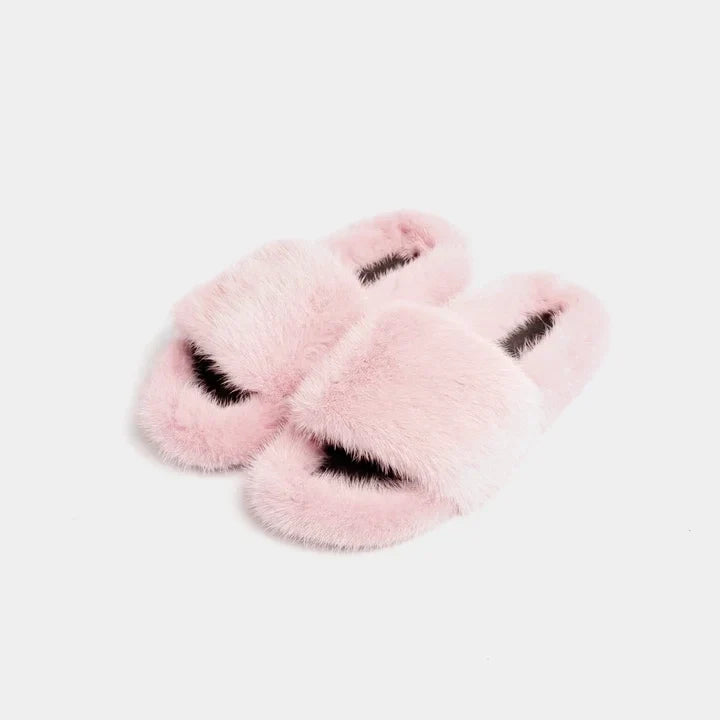 Pantofole rosa da donna morbide con fascia larga e bordatura elegante per massimo comfort a casa.