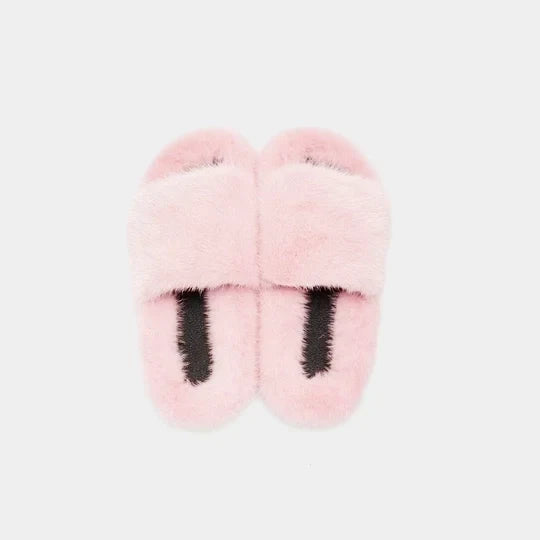 Pantofole rosa morbide donna, design alla moda con fascia e bordatura. Comfort e stile per la casa.