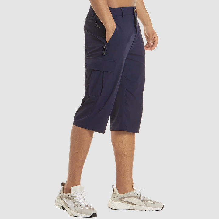 Dettaglio: pantaloncini cargo uomo asciugatura rapida, con tasche laterali pratiche.