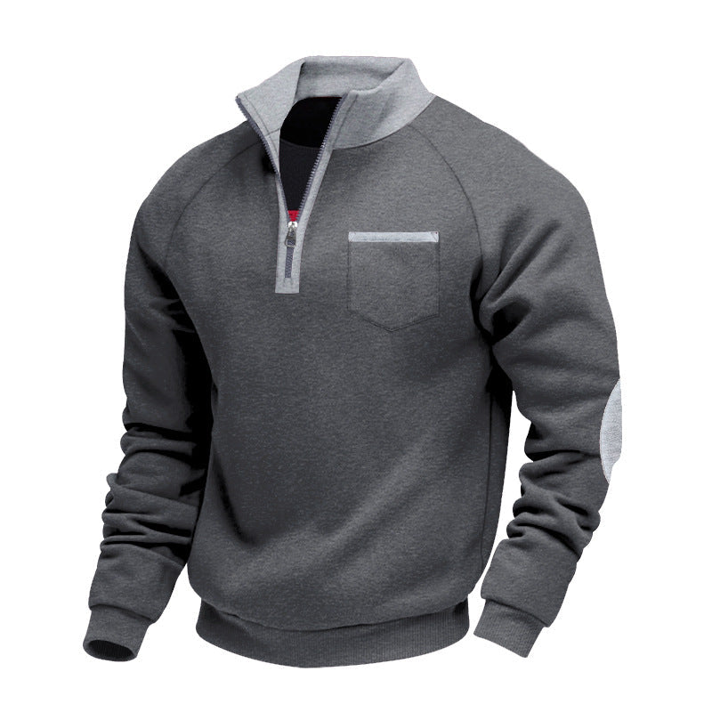Pullover uomo casual con zip e colletto alto. Maglieria calda per l'autunno-inverno.