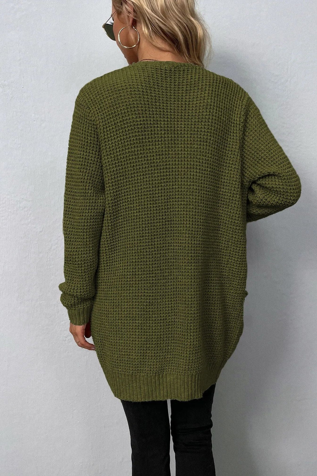 Cardigan donna aperto, perfetto per layering. Con tasche e maniche lunghe, ideale per il freddo.