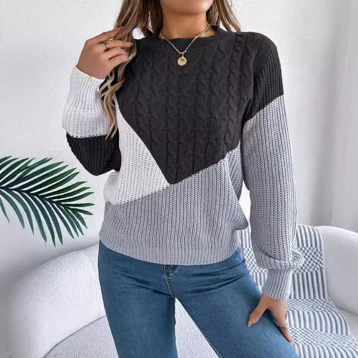 Maglieria donna AW, maglione elegante con twist e dettagli a contrasto. Ideale per la moda femminile autunno inverno.