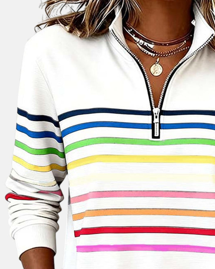 Maglione donna frontale con collo alto e mezza zip. Comodo e sportivo per autunno.