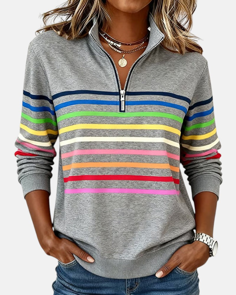 Maglione donna collo alto con mezza zip, elegante e casual. Perfetto per moda autunno inverno.