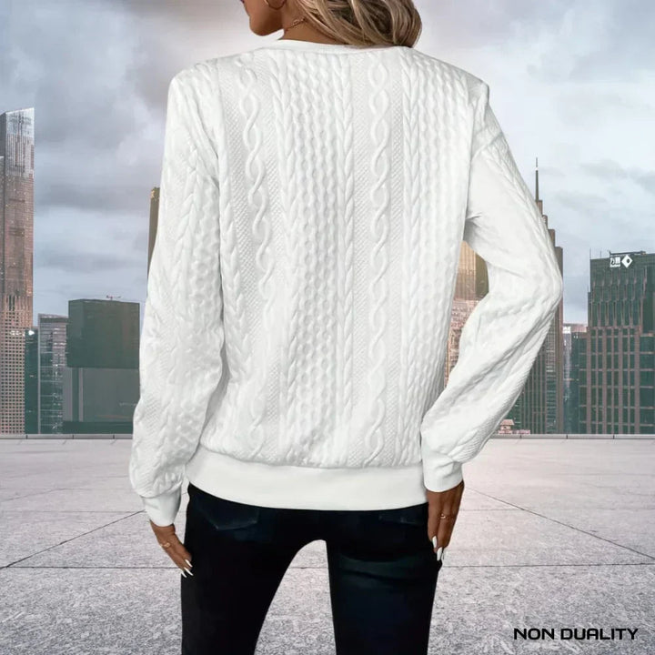 Pullover donna comodo con mezza zip, maglia a trecce calda per moda inverno, abbigliamento femminile autunno.