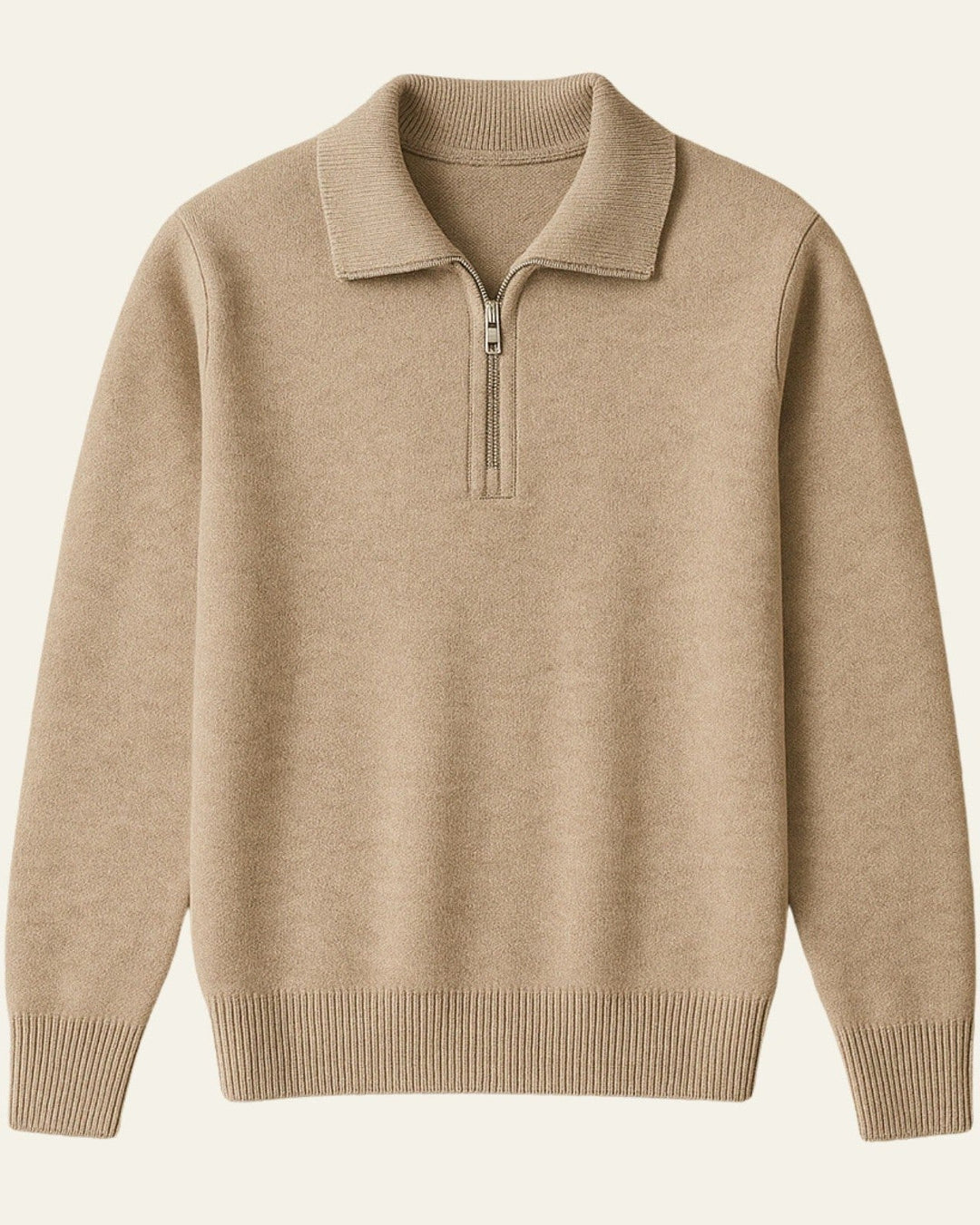Maglioncino uomo con zip e colletto, ideale per look casual eleganti autunno inverno.