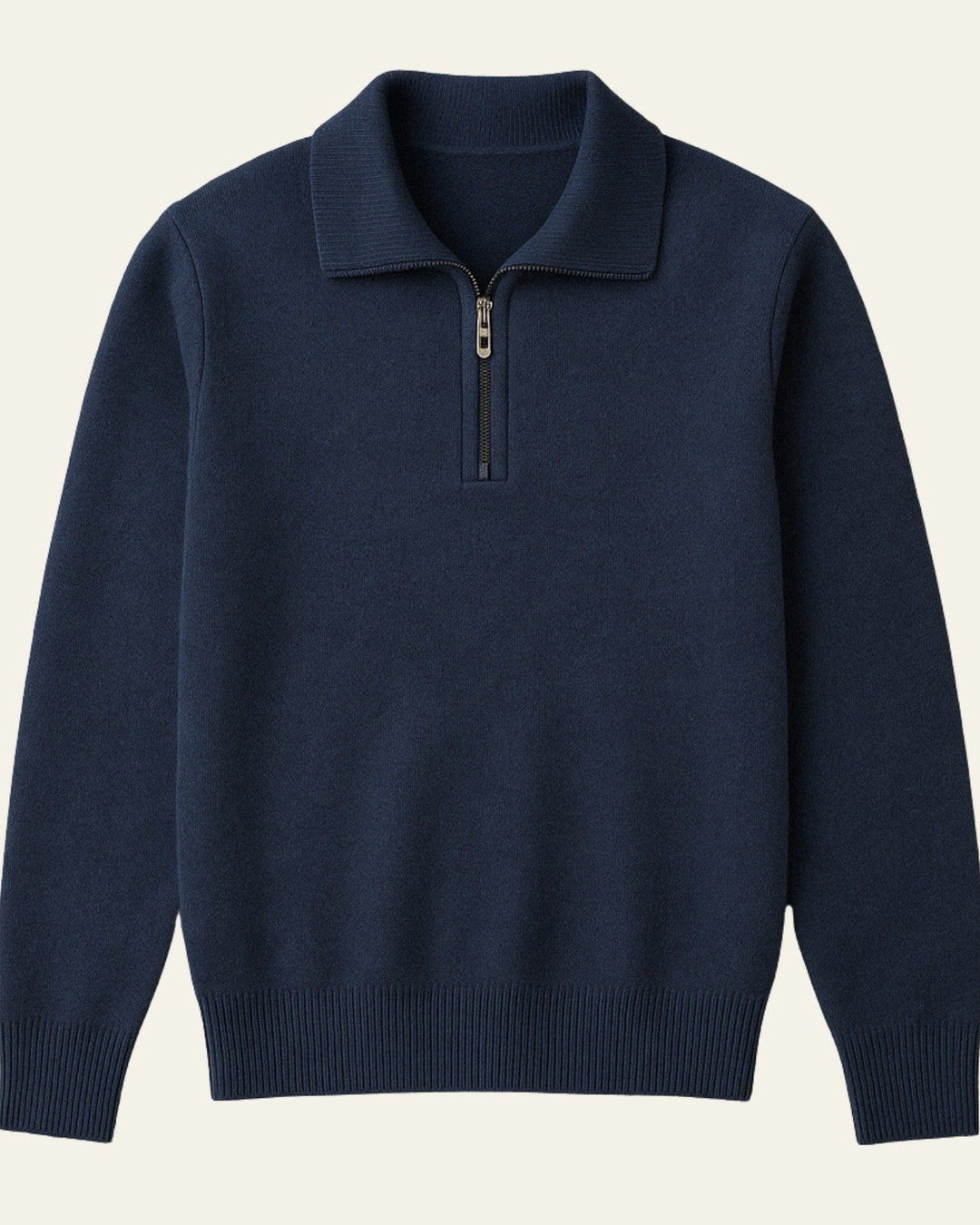Uomo con maglione con zip, eleganza casual autunno inverno. Perfetto per outfit maschili comodi.
