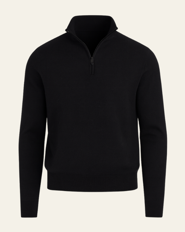 Maglione uomo versatile con cerniera, collo alto, ideale per outfit casual e chic in autunno inverno.