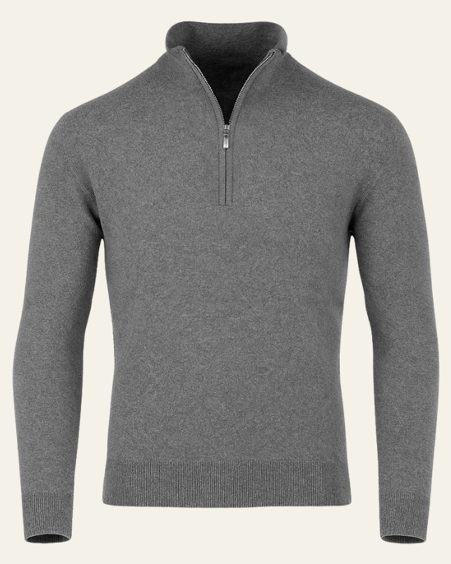 Elegante maglione uomo a collo alto con cerniera, maglieria calda per l'autunno e l'inverno.