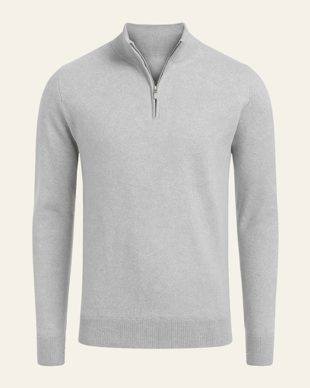 Maglione uomo elegante collo alto con cerniera, perfetto per l'autunno inverno, look versatile.
