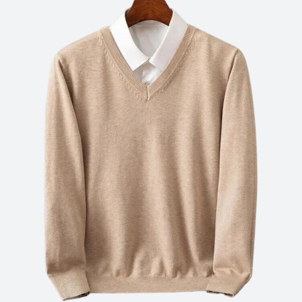 Maglione uomo con scollo a V, caldo e confortevole, ideale per un look casual o elegante in autunno e inverno.