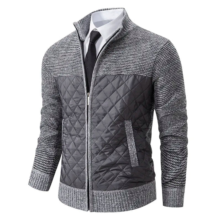 Maglione uomo ibrido con collo alto e zip, un pullover caldo e alla moda per l'autunno inverno casual-elegante.