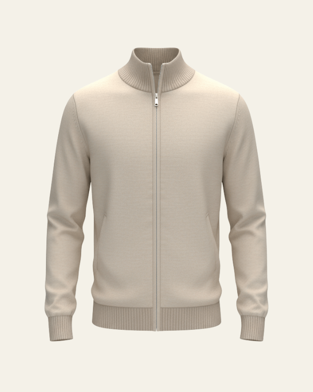 Elegante maglione uomo full-zip a collo alto, perfetto per look casual o formali.