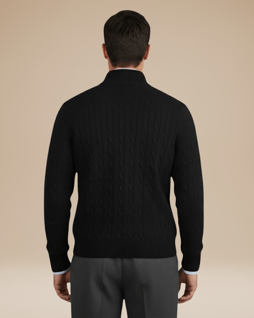 Maglia uomo a trecce con mezza zip, pullover maschile versatile e caldo per un look casual o elegante.