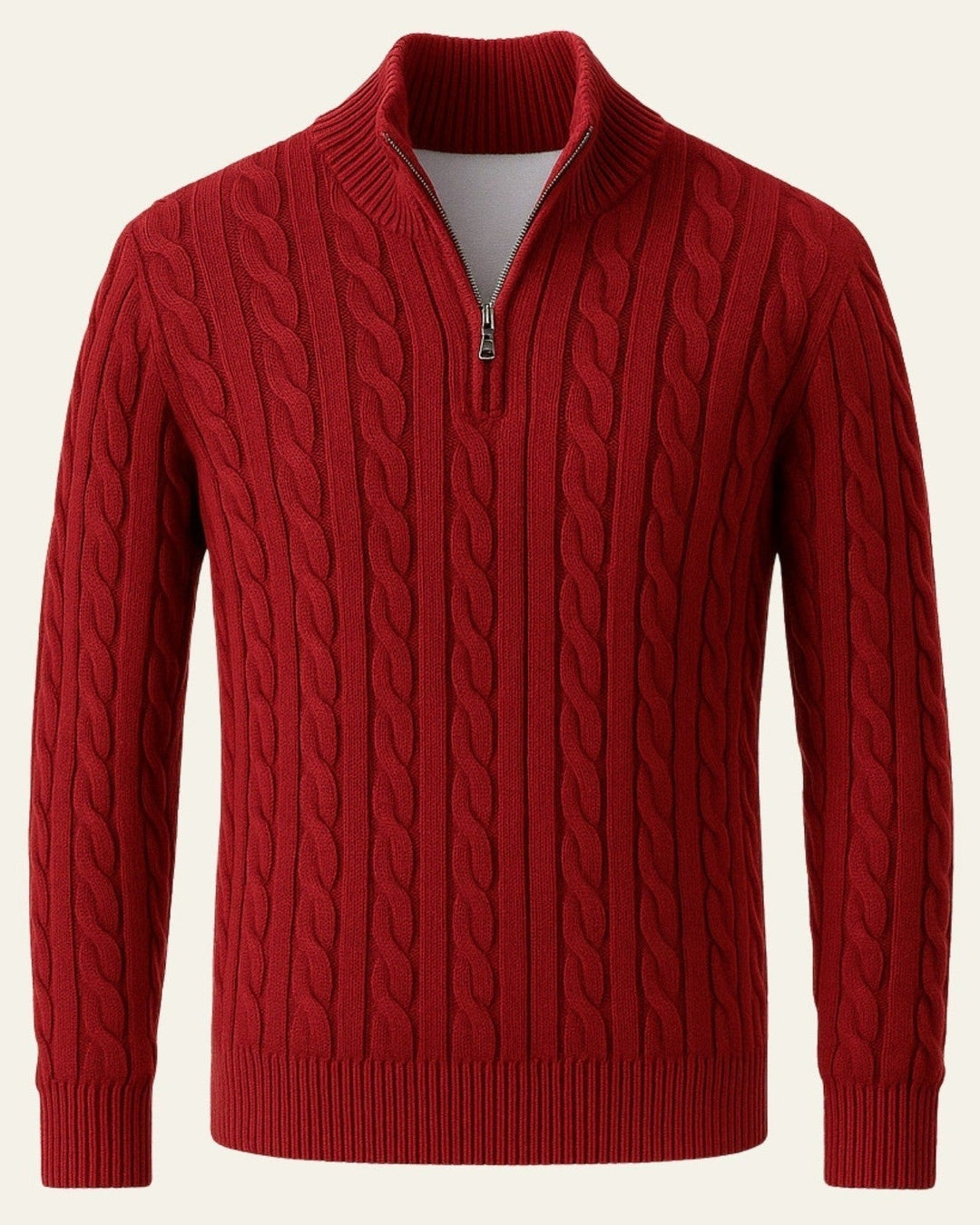 Maglione uomo con mezza zip e trecce, perfetto per un look autunno inverno, elegante e casual, abbigliamento maschile.