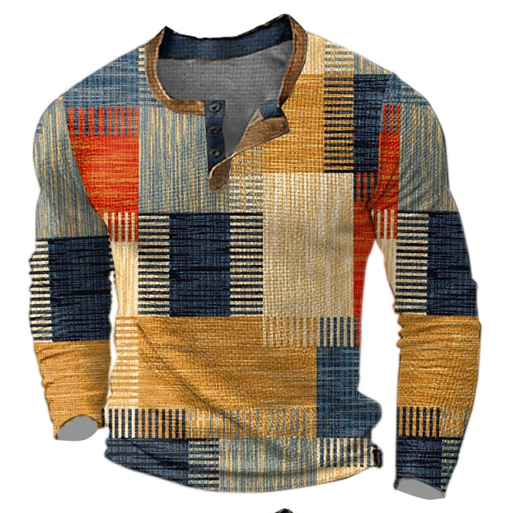 Pullover uomo con design geometrico moderno, ideale per un look versatile che unisce stile e comfort.