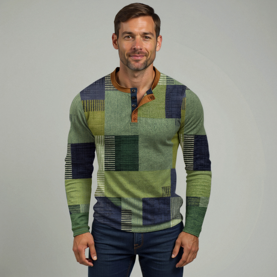 Maglione uomo con motivo geometrico, vestibilità comoda, perfetto per un look maschile elegante e casual.