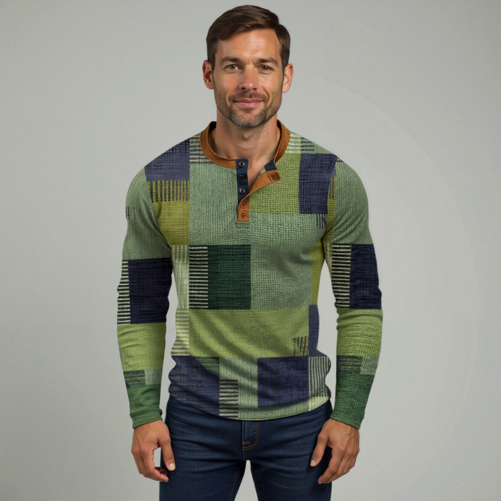 Maglione uomo con motivo geometrico, vestibilità comoda, perfetto per un look maschile elegante e casual.