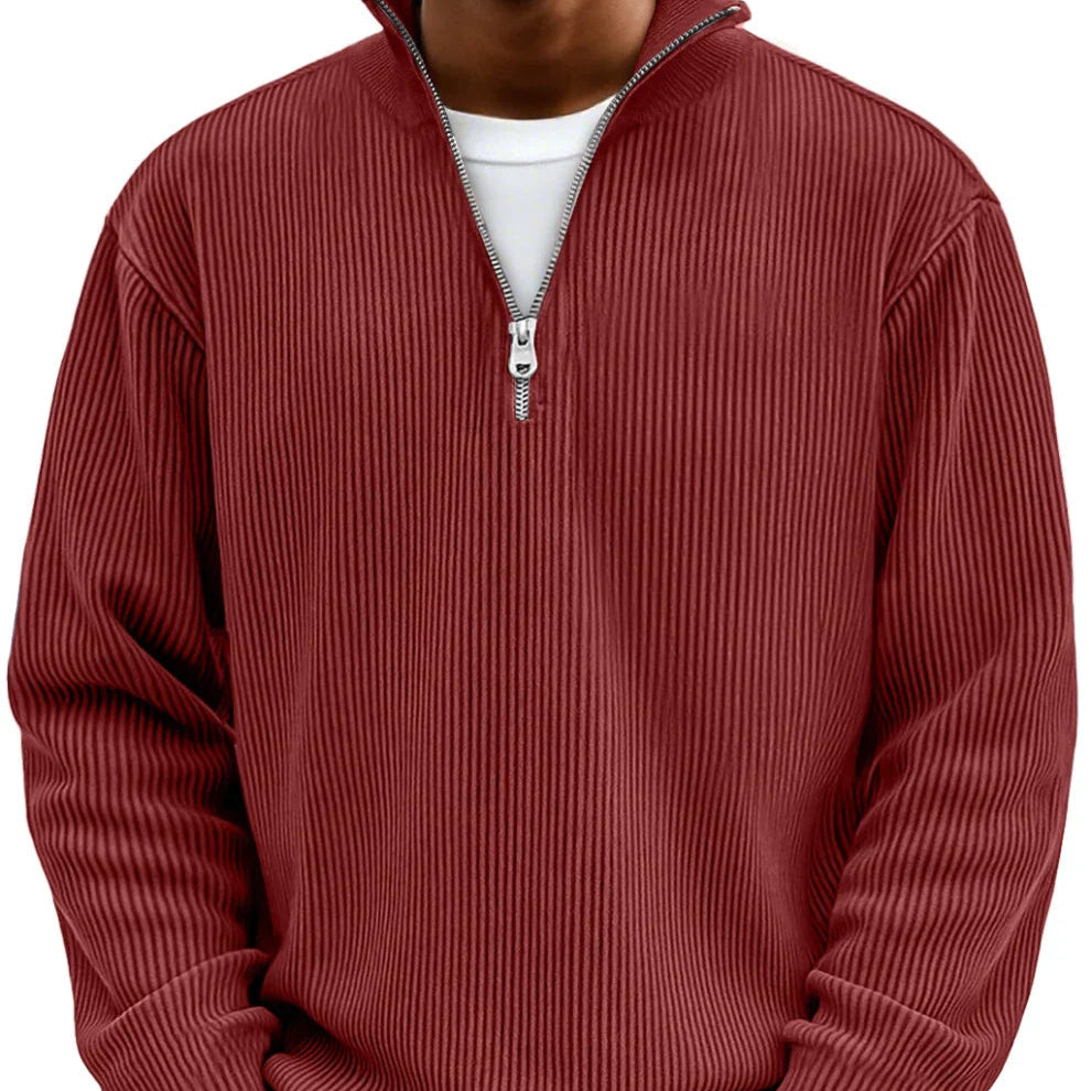 Maglione con zip per uomo, ideale per un abbigliamento versatile e caldo nelle giornate fredde.