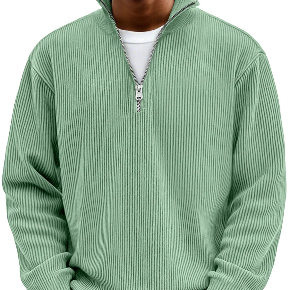 Maglione con zip da uomo blu navy, comodo e di tendenza per la moda maschile AW.