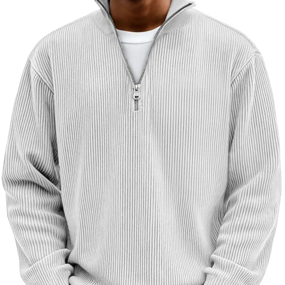 Pullover maschile con zip, caldo e versatile, essenziale per il guardaroba autunno inverno.