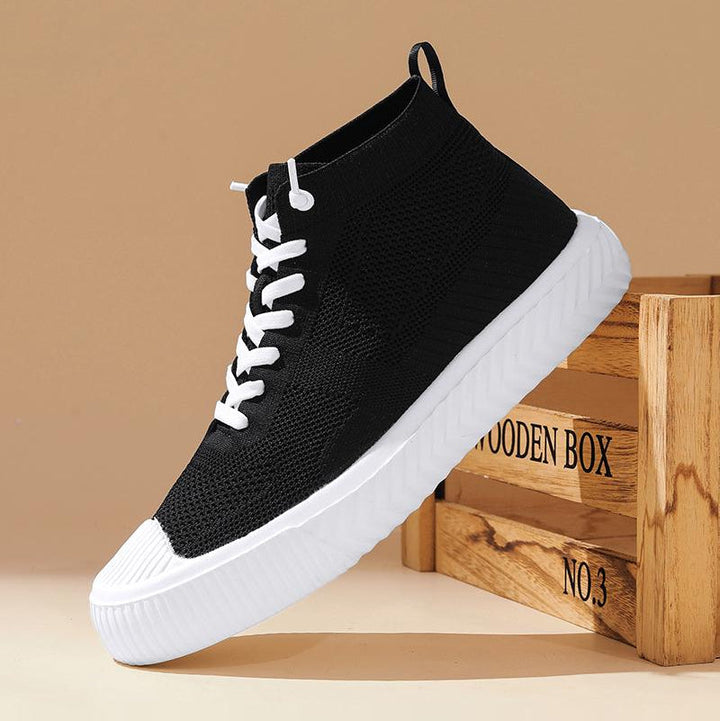 Sneakers uomo ammortizzate high-top, senza lacci. Soletta ortopedica e design traspirante per comfort duraturo.