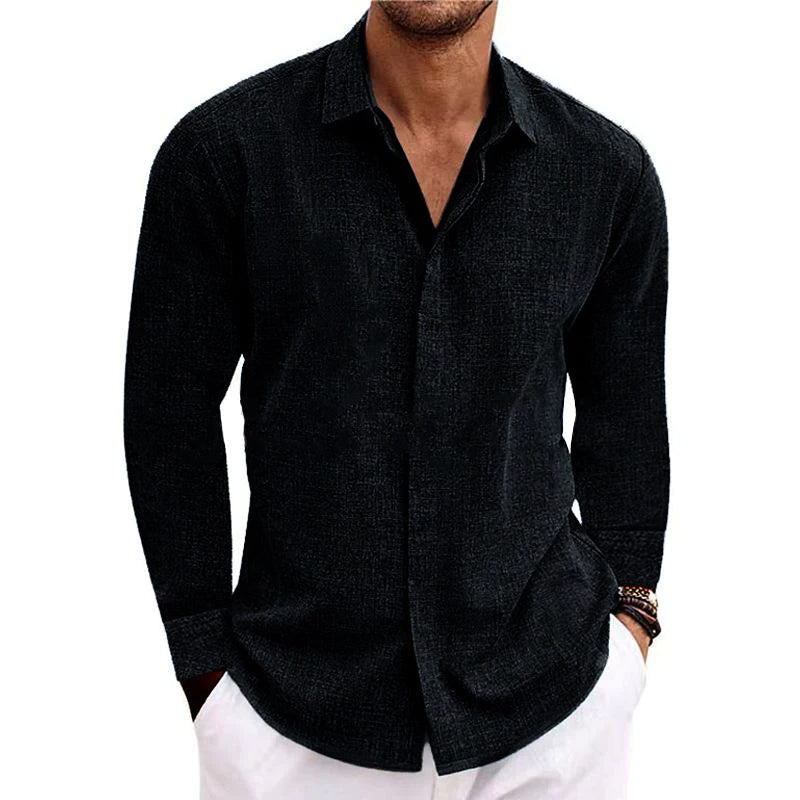 Polo uomo a maniche lunghe per eleganza quotidiana. Versatile e comoda per primavera estate.