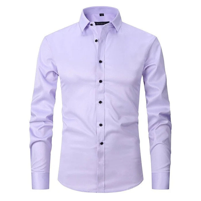 Dettaglio collo e bottoni di polo uomo maniche lunghe slim fit, evidenzia la qualità e lo stile classico.